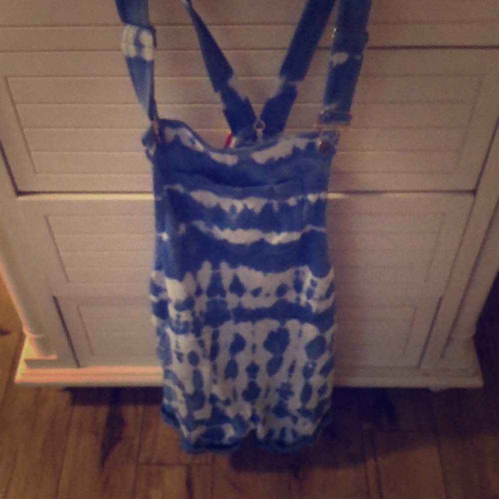 Wild fox blue and white tie die romper